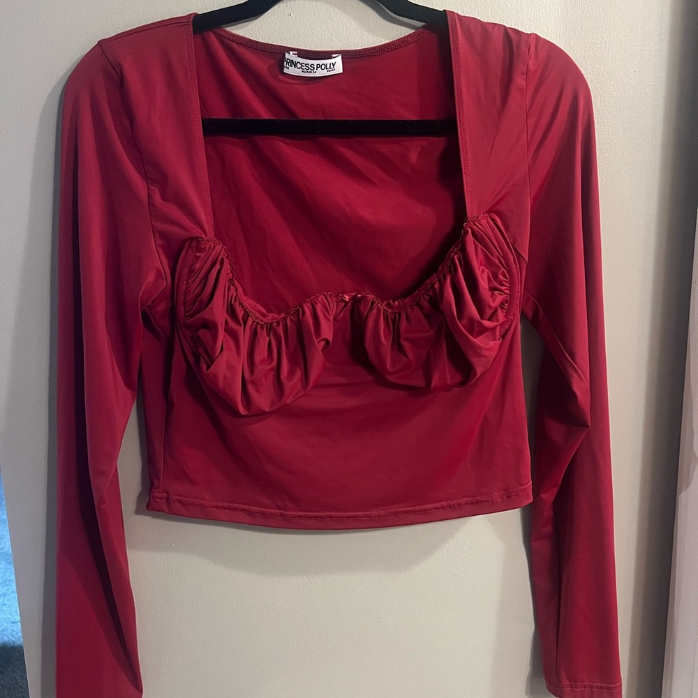 Princess Polly Scarlet Long Sleeve Crop Top
